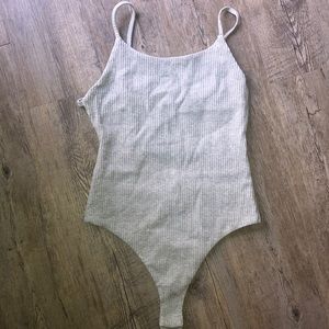 Strapy grey ribbed body suit
